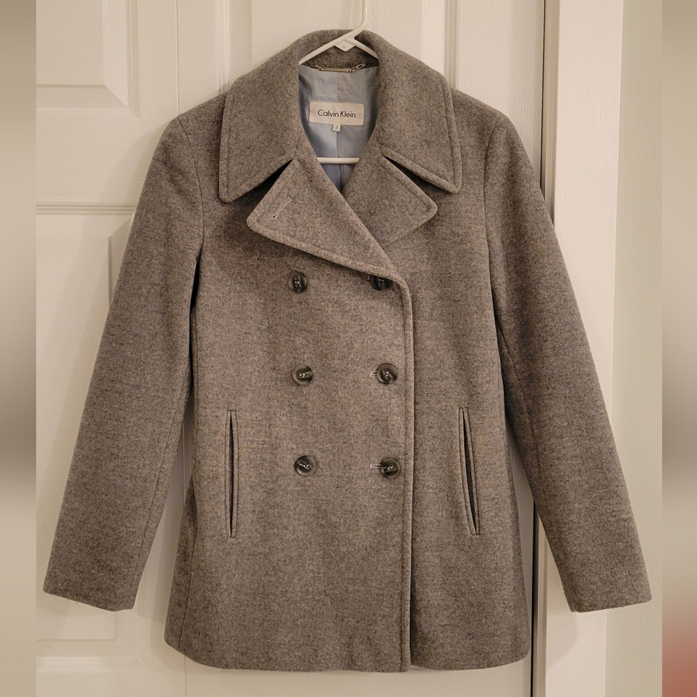 Vintage Calvin Klein Wool-Cashmere blend Double-Breasted Peacoat Size 2